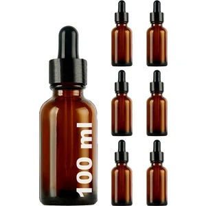 100 cc Amber Damlalık Metal Siyah Sızdırmaz Kapaklı 100 ml Dropper Cam Serum Şişesi 6 Adet