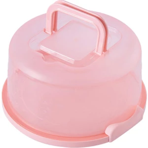 Plastik Kek Kutusu Yuvarlak Kek Depolama Taşıyıcı Konteyner Kilitlenebilir Kapak Pink (Yurt Dışından)
