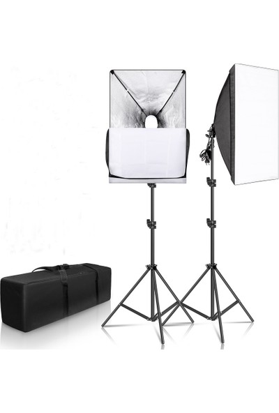Fototek 50 x 70 cm Softbox 2'li Sürekli Işık Seti Strobist Set Taşıma Çantalı