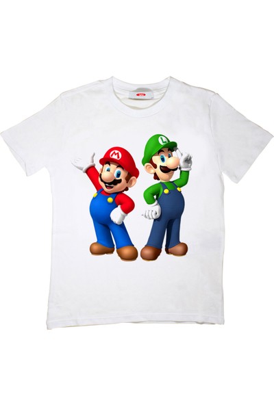 Take Mario And Luigi Çocuk Tişört Beyaz