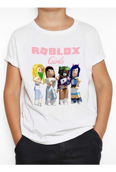 Take Roblox Girls Çocuk Tişört Beyaz Kesim