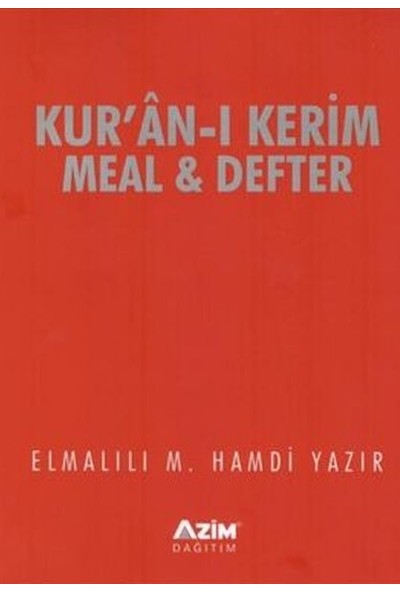 Kur'an-I Kerim Meal ve Defter