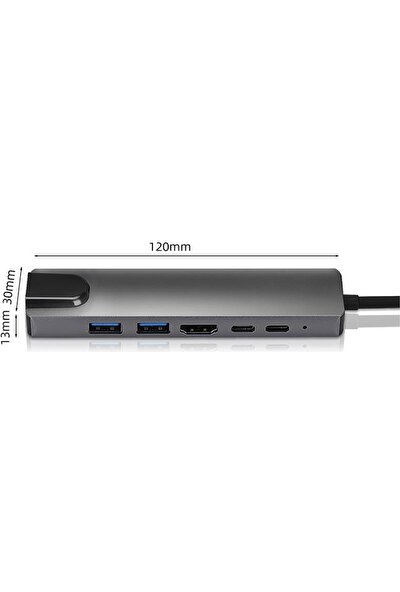 Techstorm TSCX06 6in1 Type-C To HDMI+RJ45 USB C Adaptör