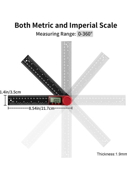 8 Inç Dijital Açı Bulucu Iletki 360 Derece Ölçüm Iletki (Yurt Dışından)