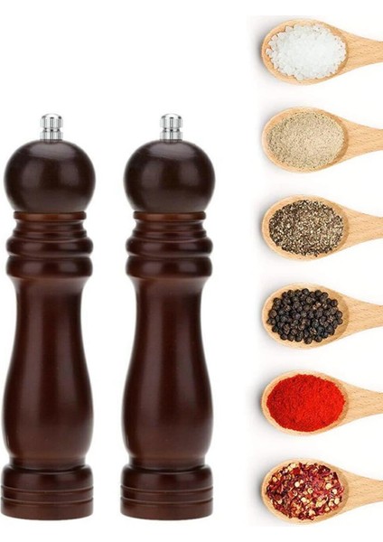 Karabiber Tuz Kahve Baharat Öğütücü Ahşap Manuel El Değirmeni Tuzluk