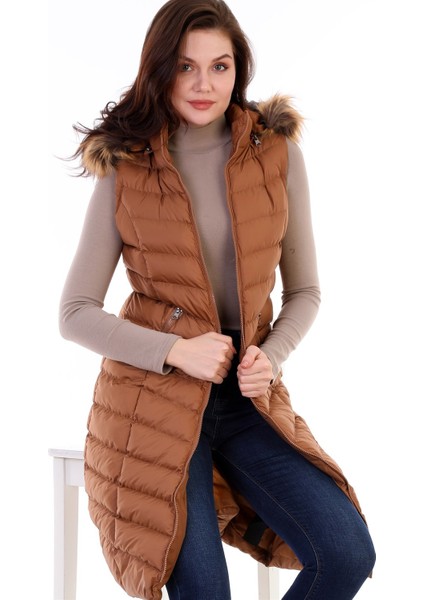 Z6684 Dewberry Bayan Yelek-Camel
