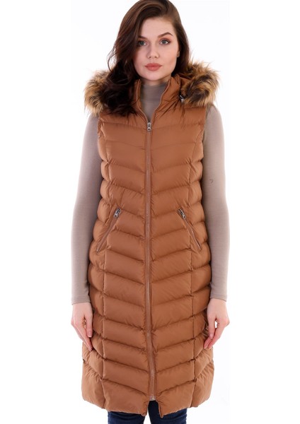 Z6684 Dewberry Bayan Yelek-Camel