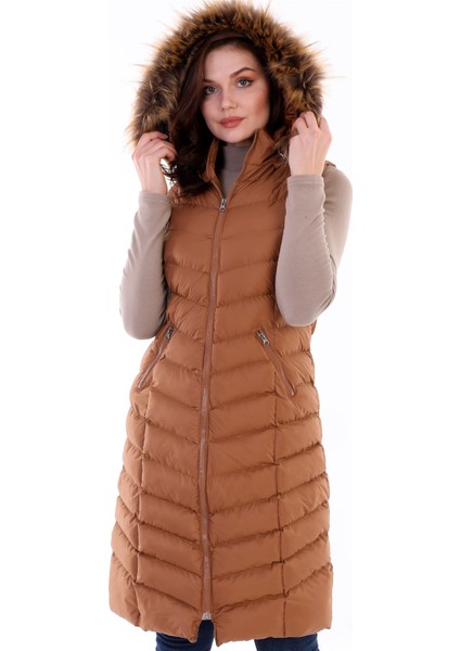 Z6684 Dewberry Bayan Yelek-Camel