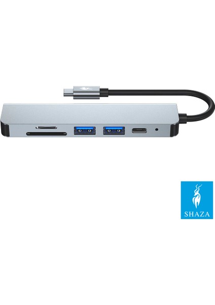 6in1 USB Type-C Hub Port Adaptör HDMI Sd Kart USB Pd Girişli