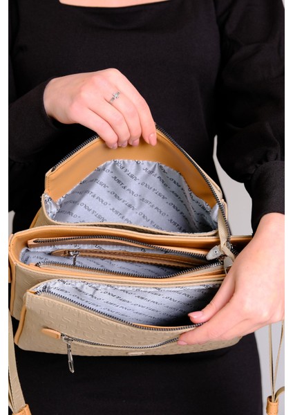 Kadın 3 Bölmeli Ayarlanabilir Uzun Askılı Postacı Çanta ve Cüzdan Kombini PBU4013-1001 fırsatları