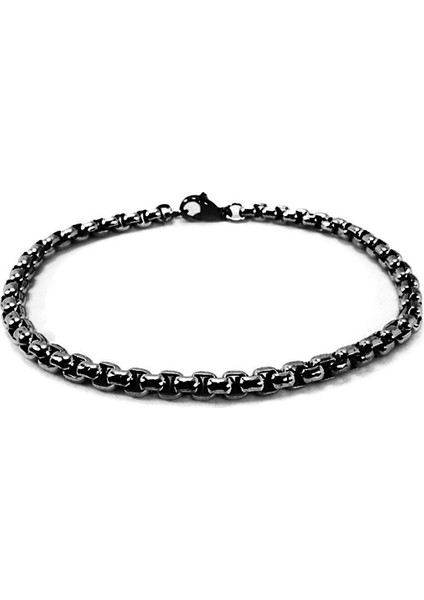 Siyah Çelik Erkek Zincir Bileklik 20,5 cm 316L Metal Malzeme ile Şık Tasarım