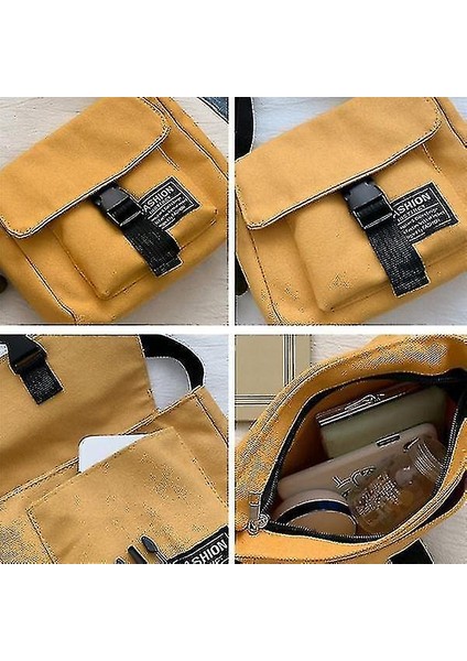 Tuval Omuz Çantası Açık Crossbody Tote Çanta Messenger Çanta Seyahat Çantası (Sarı) (Yurt Dışından) modelleri