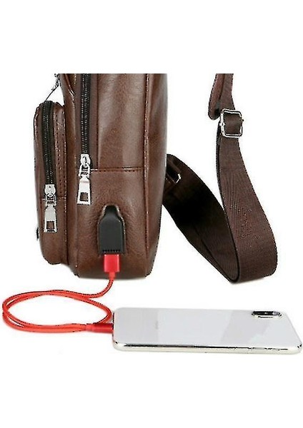 Moda Erkekler Göğüs Çantası Casual Crossbody Omuz Çantası (Kahverengi) (Yurt Dışından) indirimleri