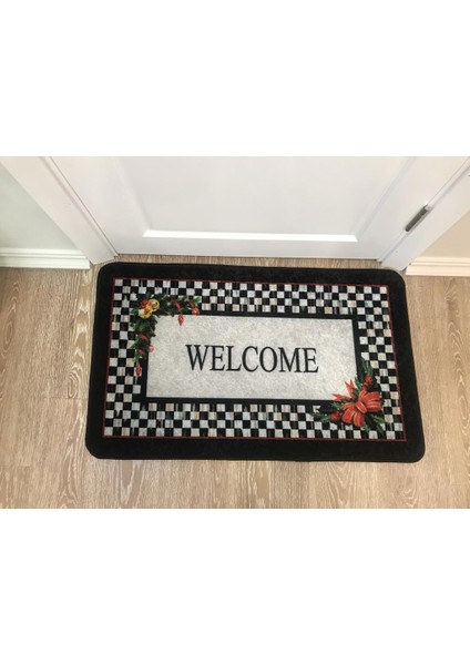 Welcome Lateks Taban Su Geçirmez Saçaksız (60X90 Ebat ) Kapıönü Paspası