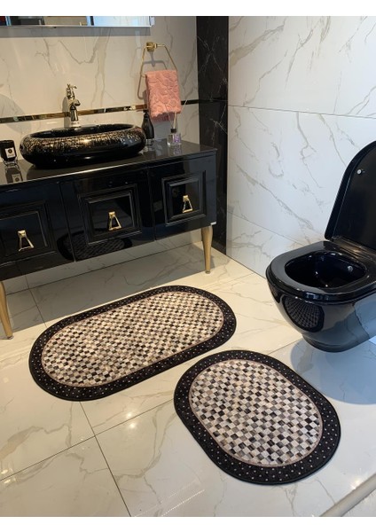 Cindy Dama 2'li Lateks Taban Saçaksız Banyo Paspas Takımı