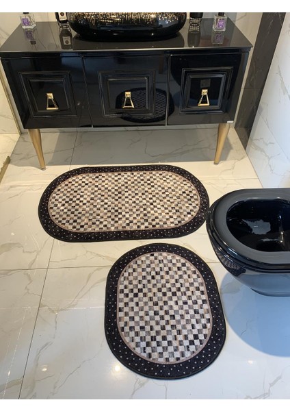 Cindy Dama 2'li Lateks Taban Saçaksız Banyo Paspas Takımı