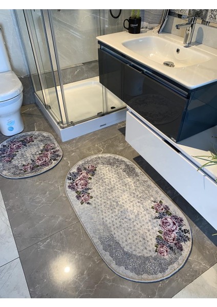Lola 2'li Lateks Taban Saçaksız Banyo Paspas Takımı