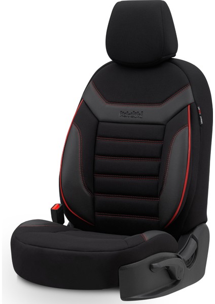 Individual Design Airbag Dikişli Ekstra Destekli Özel Tasarım Oto Koltuk Kılıfı Siyah - Kırmızı