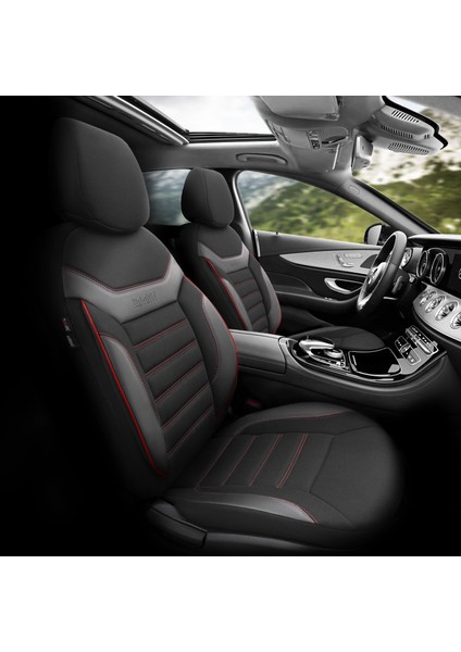 Individual Design Airbag Dikişli Ekstra Destekli Özel Tasarım Oto Koltuk Kılıfı Siyah - Kırmızı fiyatları