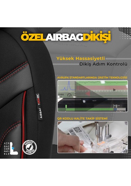 Individual Design Airbag Dikişli Ekstra Destekli Özel Tasarım Oto Koltuk Kılıfı Siyah - Kırmızı modelleri