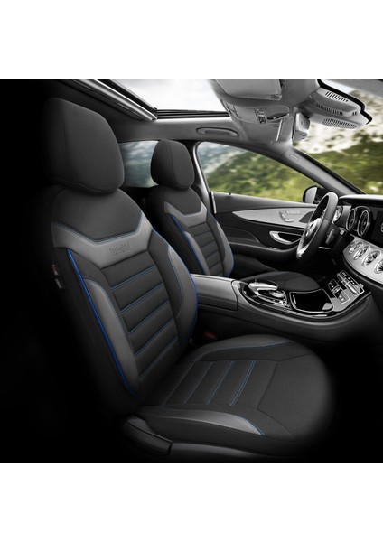 Individual Design Airbag Dikişli Ekstra Destekli Özel Tasarım Oto Koltuk Kılıfı Siyah - Mavi fiyatları