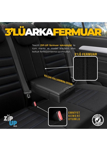 Individual Design Airbag Dikişli Ekstra Destekli Özel Tasarım Oto Koltuk Kılıfı Siyah - Mavi fırsatları