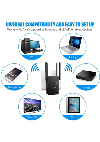 Wifi Internet Booster Kablosuz Sinyal Tekrarlayıcı Ap Range Genişletici Siyah (Yurt Dışından)