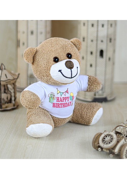 25 cm Happy Birthday Yazılı Çiçek Ayı