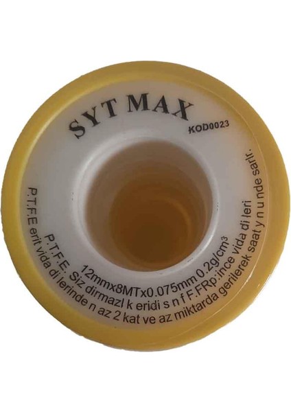 10 Adet Teflon Bant Küçük Sıhhi Tesisat Su Sızdırmazlık Bandı 12 mm x 8 mt Doğalgaz Tesisat Bandı