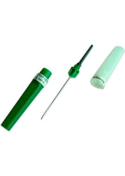 Kan Alma Iğnesi. 0,8*38 mm ( 21G x 1½ ) Yeşil 100 Lü