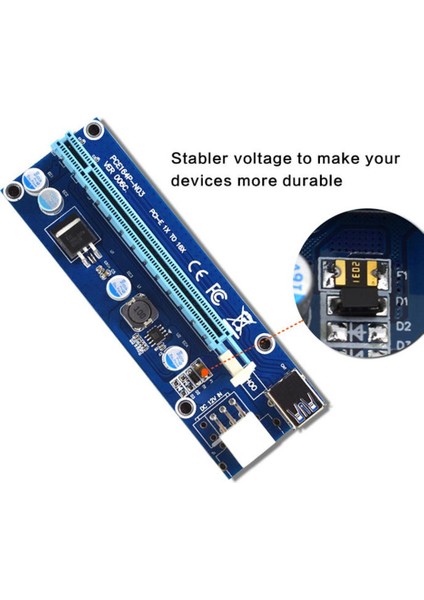 Dizüstü Pcı-E 1x Ila 16X Usb3.0 6pin Grafik Uzatma Kartı Adaptörü Kablosu (Yurt Dışından)