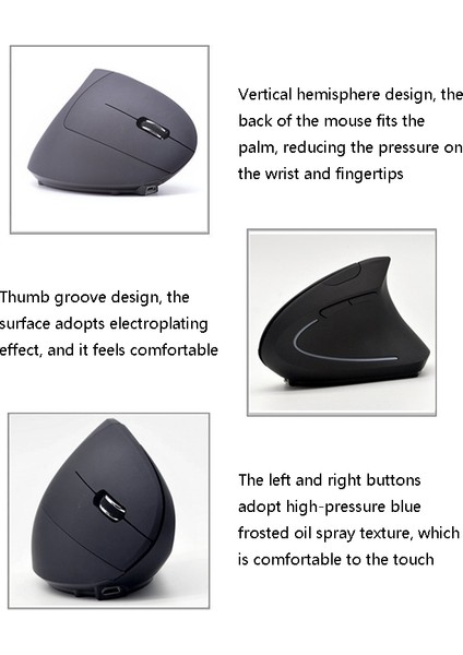 Js-5d 6 Tuşları 2.4g Ergonomik Dikey Mouse (Yurt Dışından)