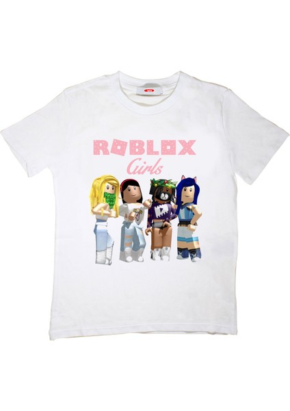 Roblox Girls Çocuk Tişört Beyaz Kesim