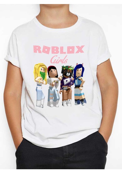 Roblox Girls Çocuk Tişört Beyaz Kesim