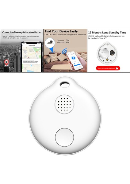 Bluetooth Tracker Anti-Kayıp Alarm Tuşlar Için Cüzdan Çocuk Yaşlı Köpekler Beyaz (Yurt Dışından)