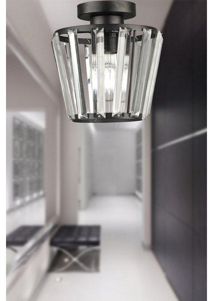 Neva Tavan Montaj Tekli Avize Siyah fiyatları