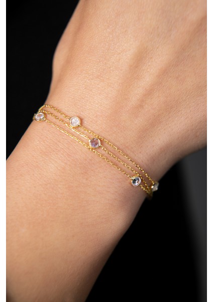 Kadın Taşlı 925 Ayar Gümüş Bileklik