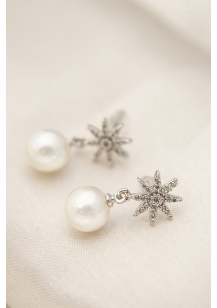 Kadın Yıldız Detaylı Inci Model Küpe modelleri