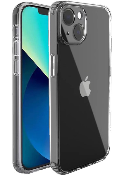 Apple iPhone 13 Kılıf Şeffaf Kamera Korumalı Silikon + Tam Kaplayan Cam Ekran Koruyucu