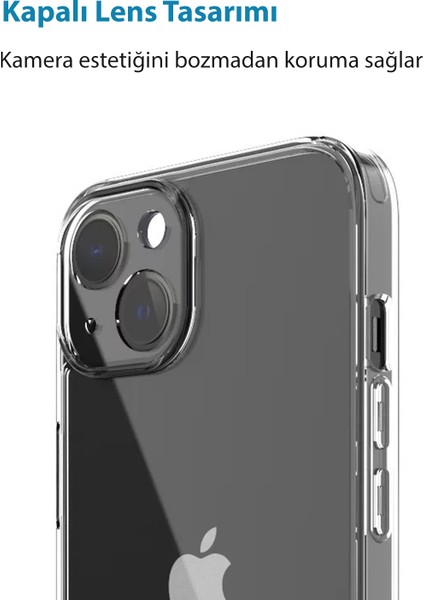 Apple iPhone 13 Kılıf Şeffaf Kamera Korumalı Silikon + Tam Kaplayan Cam Ekran Koruyucu