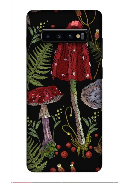 Samsung Galaxy S10 Plus Kılıf Baskılı Mantar Desenli Zipax A++ Silikon - 8531