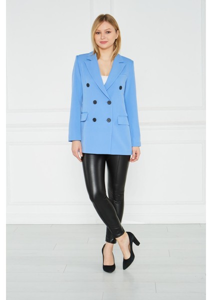 Atlas Kruvaze Blazer Ceket Mavi