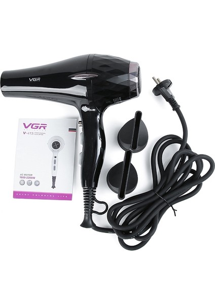 V-413 2200W Negatif Iyon Saç Kurutucular 6 Dişli Ayarı, Fiş Tipi: Ab Tak (Beyaz) (Yurt Dışından)