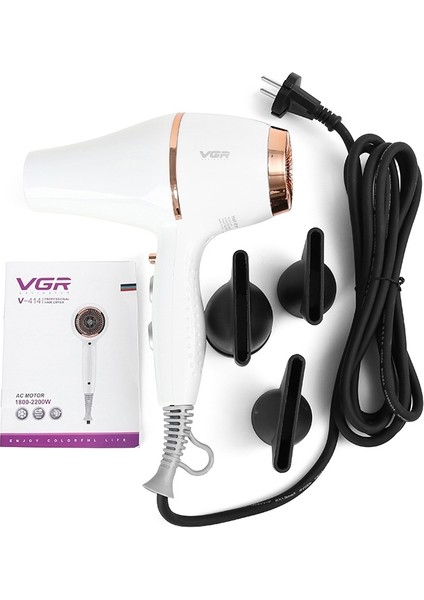 V-414 2200W Negatif Iyon Saç Kurutucular 6 Dişli Ayarı, Fiş Tipi: Ab Tak (Beyaz) (Yurt Dışından)