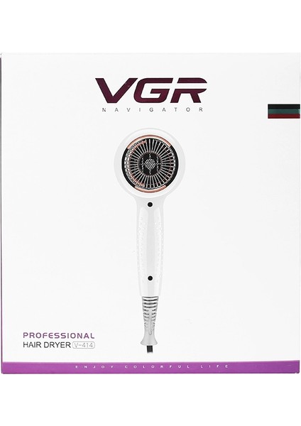 V-414 2200W Negatif Iyon Saç Kurutucular 6 Dişli Ayarı, Fiş Tipi: Ab Tak (Beyaz) (Yurt Dışından)