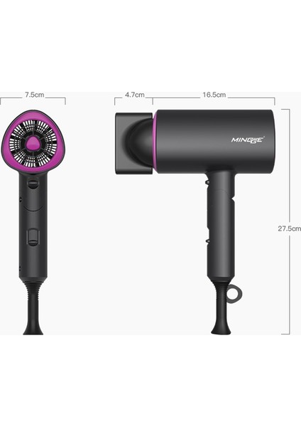 Mingge T1 1800 W Katlanır Saç Kurutma Makinesi, Fiş Tipi: Ab Tak (Gri) (Yurt Dışından) fiyatları