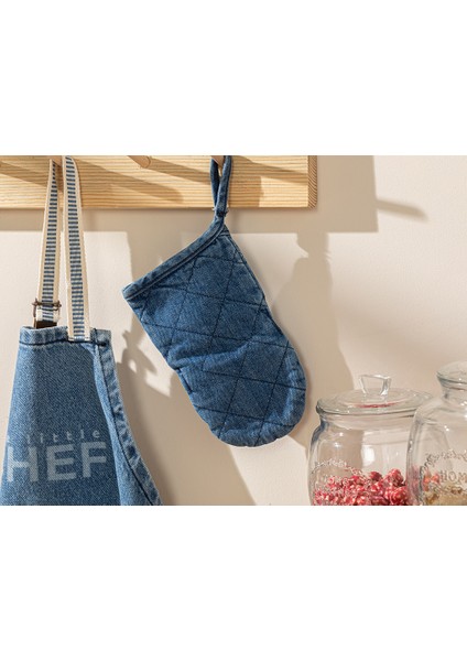 The Little Chef Pamuk Çocuk Fırın Eldıvenı 21 x 11 cm Mavi