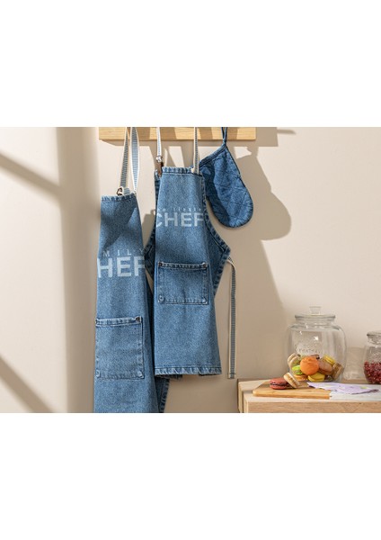 The Little Chef Pamuk Çocuk Fırın Eldıvenı 21 x 11 cm Mavi modelleri