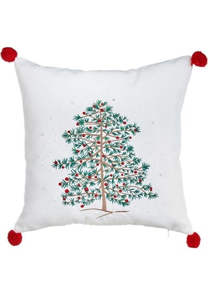 Yılbaşı Nakışlı Kırlent Kılıfı