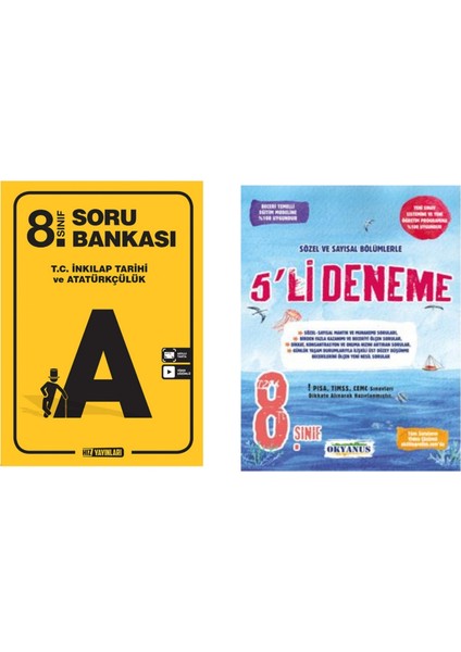 8.sınıf Inkılap Tarihi Soru Bankası ve Okyanus Yayınları 8.sınıf LGS 5 Li Deneme